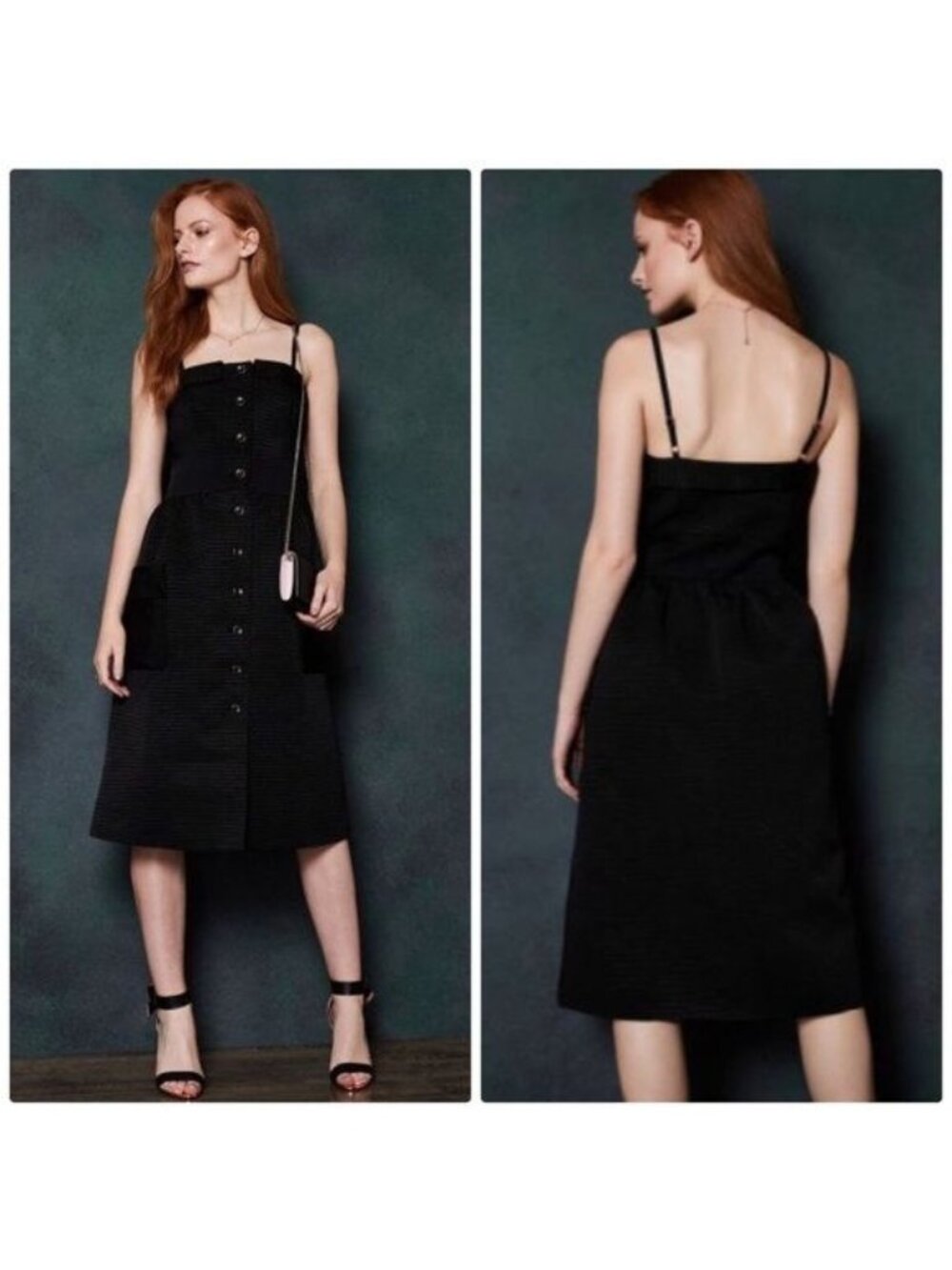 🆕TED BAKER Octovia Button Down Pockets Midi Dress 8